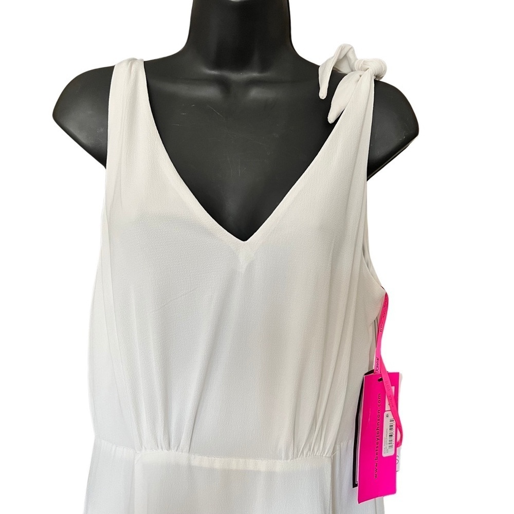 [Size 12 - NWT] Betsey Johnson - White Shoulder-Tie Midi Dress - Picture 6 of 9
